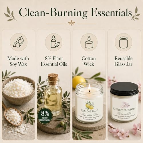 Spring & Summer Scented Candles Set, 6 Pack Soy Candles for Home, 21 oz Aromatherapy Candle Gift Set for Women, Mom, Birthday & Housewarming Gifts, Eucalyptus Mint & Vanilla Coconut