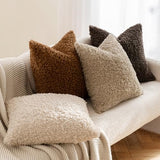 MIULEE Decorative Faux Fur Pillow Covers Sherpa 18x18 Bronze