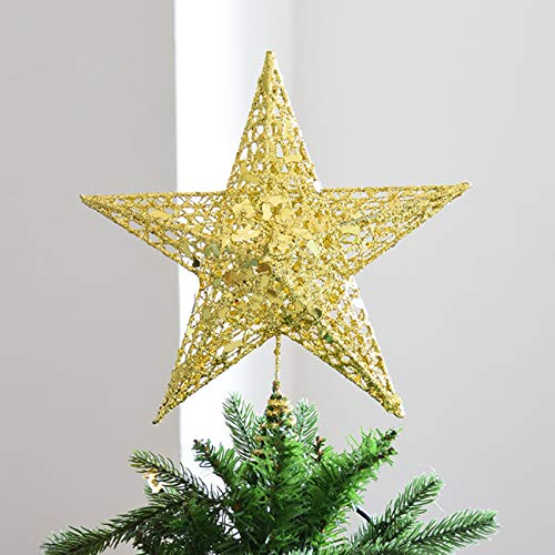 10” Christmas Tree Topper Star Christmas Tree Decoration Indoor Party Home Decoration (Gold)