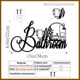 Black Metal Bathroom Wall Decor, Farmhouse Funny Bathroom Sign for Modern Home Hanging Decorations, Metal Bath Art （15 X 8.6in）