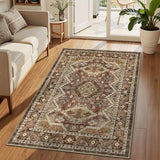 Rugland 3x5 Area Rug Non Slip Rug, Vintage Washable Entryway Rug, Rust