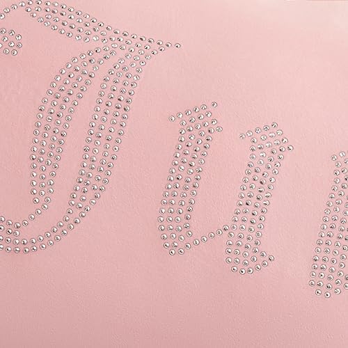 Juicy Couture Silver Rhinestone Decorative Pillow - Premium Throw Pillow - Living Room and Bedroom Décor - Hannah 16" x 36", Light Pink Velvet