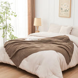 CozeCube Check Knit Throw Blanket, Light Brown Checkered Throw for Couch, Decorative Christmas Soft Cozy Warm Knitted Blanket for Bed Sofa Living Room, 50"X60"