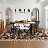 ROYHOME Mushroom Washable Rug 5x7 Area Rugs for Living Room, Insect Print Rug for Bedroom, Non Slip Throw Carpet with Rubber Back, Soft Low Pile Dining Room, Brown