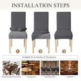 Genina Waterproof Chair Covers for Dining Room Set of 4, Removable Washable Chair Slipcover Protectors, Dark Gray