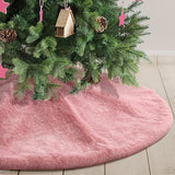 Pink Plush Christmas Tree Skirt 30 Inches Faux Fur Xmas Tree Skirt Base Cover Mat with Shiny Streamers for Christmas Tree Holiday Home Party Decorations - 78cm