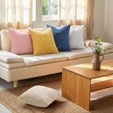 Mecatny Corduroy Summer Decorative Throw Pillow Covers 18x18 Set of 2 for Sofa Living Room, Soft Neutral Boho Couch Pillow Covers for Home Decor, Cream White