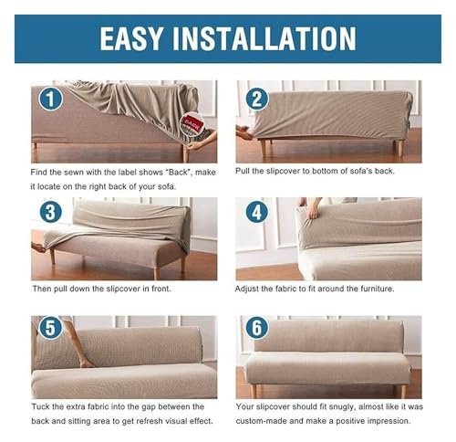 Waterproof Futon Cover Stretch Sofa Bed Slipcover Armless Furniture Protector for RV Camper Full Queen Size Foldable Sofa Bed Loveseat Slipcover Machine Washable(Purple,63-75in/160-190cm)
