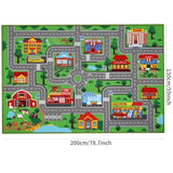 Kids Rug Car Carpet 78.7"x59", Car Rug for Kids Room Playroom Bedroom, Non-Slip Town City Road Map Rugs, Track Car Mat for Kids Boys Girls (78.7X59Inch,Green)