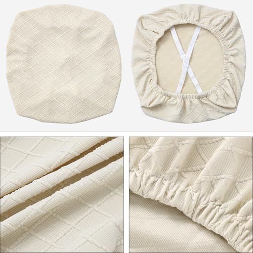 Fuloon Stretch Chair Seat Covers 6 PCS, Removable Washable Dining Chair Covers Anti-Dust Dining Room Seat Cushion Slipcovers (6, Beige)