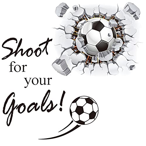 Gersoniel Soccer Wall Decal Gift 3D Soccer Wall Decor Stickers for Room Decor Football Stuff Shoot for Your Goals Football Sticker for Kid Boy Bedroom Art Decoration