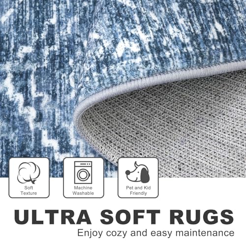 Washable Runner Rug 2x12 ft Runners for Hallway, Stonewashed Blue