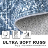 Washable Runner Rug 2x12 ft Runners for Hallway, Stonewashed Blue
