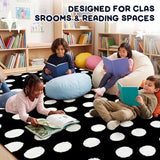 Nuanchu Large Polka Dot Classroom Rug 6.5 x 12.1 ft Black and White Classroom Carpet with Rubber Backing Non-Slip First Day of School Rugs for Playroom Nursery Preschool