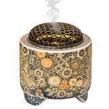 Ceramic Holder Electric Incense Burner Blue & White Porcelain Built-in LED Lights Simulate Flames, Classical, Elegant and High-end Top Hollow Design