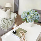 JINWOE Light Blue Hydrangea Artificial Flowers,4Pcs 20" Real Touch Lifelike Silk Artificial Hydrangeas, Full Fake Flowers for Bouquet Table Centerpieces Spring Wedding Indoor Home