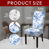 Nuxovilar Dining Chair Covers Blue Floral Watercolor Pattern Milk Silk 23.6x66.9 Inches Dining Chair Covers Set Cover for Area Kitchen Classic Home