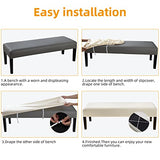Fuloon Stretch Jacquard Dining Bench Cover - Anti-Dust Removable Bench Slipcover Washable Seat Cushion Protector for Bedroom, Kitchen, Hotel, Banquet (Beige)