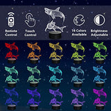 Lampeez Shark Gifts for Boys – Kids Shark Night Light 3D Optical Illusion Lamp with 16 Colors & Remote Control, Cool Shark for Boys Girls Birthday