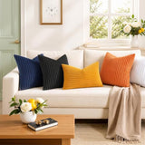 Simmore Fall Soft Black Flannel Throw Pillow Covers 16X16 Set of 2