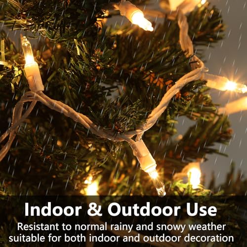 Christmas Lights Clear White 50 Count, 13ft Incandescent Mini String Lights Plug in Warm White with White Wire for Mantle Christmas Tree Indoor Outdoor Xmas Wedding Party Decorations