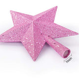 10 Inch Christmas Tree Topper, Pink Star Tree Topper Glittered Christmas Tree Decorations for Indoor Home Décor (Pink)