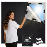 Alikiai Blackout Blinds 157" x 57", 100% Blackout Curtains for Window, 420D No Drill Portable Black Out Shades Film for Bedroom, Nursery Black Out Blinds for Baby Temporary, 12 Hook and Loop Tapes