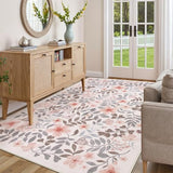 Lahome Apricot Girls Bedroom Nursery Rug, 5x7 Fall Floral Boho Area Rug