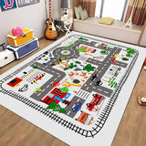5x7ft Kids Town Road Play Rug - Car Playmat, Kids Rugs for Playroom Car Mat Town City Road Traffic Rugs, Extra Large Boys Kid Cars Track Play Rug (Style Five, 78.7X 59 INCH)