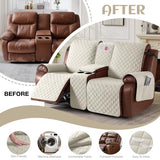 KinCam 100% Waterproof Recliner Loveseat Cover with Console X1, Recliner Couch Covers X1, Recliner Chair Covers X1(Ivory)