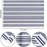 Blue and White Outdoor Rug 24'' x 51''Front Porch Rug Hand-Woven Machine Washable Indoor Layered Door Mats for Entryway/Bedroom