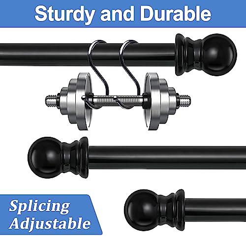 Curtain Rod, 48" - 84" Black Curtain Rods for Windows, 1" Diameter Decorative Adjustable Curtain Rod with Brackets for Room Divider, Bedroom, Living room, Kitchen, Bathroom