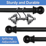 Curtain Rod, 48" - 84" Black Curtain Rods for Windows, 1" Diameter Decorative Adjustable Curtain Rod with Brackets for Room Divider, Bedroom, Living room, Kitchen, Bathroom