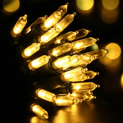 RECESKY 2 Pack Christmas String Lights with Built-in Timer - Total 100 LED 36ft Fairy Battery String Lights - Mini Lighting for Garden Festival Living room Xmas Tree Christmas Decorations - Warm White