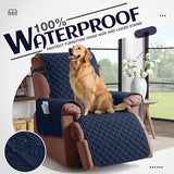 KinCam 100% Waterproof Recliner Loveseat Cover with Console X1, Recliner Couch Covers X1, Recliner Chair Covers X1(Dark Blue)