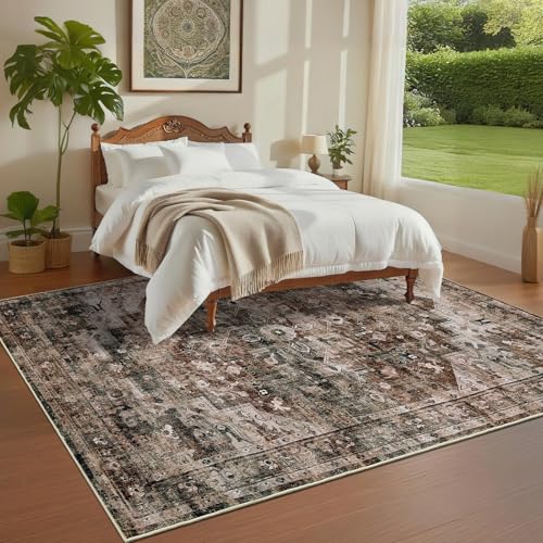 GarveeHome 6x9 Rugs for Living Room Washable Area Rug Brown