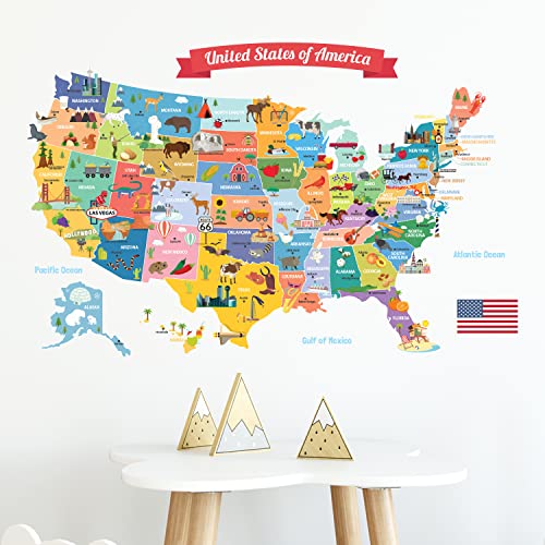 DECOWALL SG2-1906 USA Kids Wall Stickers Wall Decals Peel and Stick Removable Wall Stickers for Kids Nursery Bedroom Living Room décor