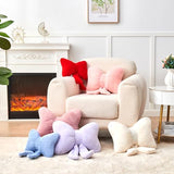 Pink Bow Pillow,12'' Bow Shaped Pillow with Faux Rabbit Fur,Soft Bow Throw Pillows Aesthetic Bow Decorative Pillows for Bed Sofa Couch Home Decor