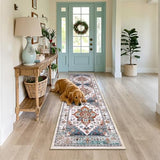 Runner Rug for Hallways Non Slip Washable Boho 2x6 Hallway Low Pile Throw Rugs Vintage Carpet Runners for Entry Way, Kitchen, Laundry Room, Bathroom