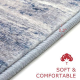 KOZYFLY Modern Abstract Rugs for Entryway 2x3, Washable Kitchen Rug Non-Slip Soft Small Area Rug, Grey-Blue Striped Throw Rugs Faux Wool Doormat for Bedside Entrance Bathroom Sink