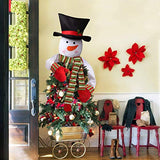 Christmas Tree Topper Snowman Top Hugger for Xmas Tree Holiday Decorations Winter Wonderland Decoration New Year Decorations Ornament with Hat Shawl and Poseable Arms