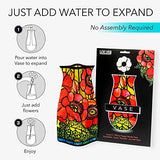 MODGY Collapsible and Expandable Plastic Flower Vase, Unbreakable, Foldable, Decorative Modern Centerpieces, Table Decorations, Louis C. Tiffany Poppies, 1 Pack