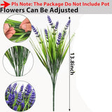 TSTWETO Artificial Plants Outdoor, 22 Bundles Fake Flowers UV Resistant Outdoor Artificial Lavender Flowers, Plastic Faux Plants for Porch Garden Planter Yard Window Box
