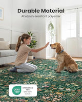 AMADA HOMEFURNISHING 8x10 Washable Area Rugs for Living Room, Non-Slip & Low-Profile Floral Large Area Rug with Durable Edge Binding, Soft Rugs for Living Room, Bedroom, Dining Room