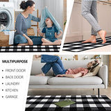 FONEYI Buffalo Plaid Rug 20 x 59 Inches, Non Slip Black and White Check Rugs Indoor or Outdoor Rugs for Layered Door Mats, Washable Fall Front Door Mat for Front Porch, Kitchen, Farmhouse, Entryway