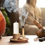 4 in 1 Ceramic Incense Burner, Sage Holder for Burning Bowl, Palo Santo Holder, Incense Holder for Sticks, Smudge Stick Holder(Brown)