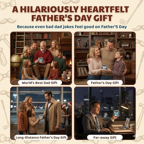 Dad Jokes Cards Jar - Fathers Day Gift, Funny Dad Gifts from Daughter, Funny Gag Gift, Fun Gag Gifts for Men, Coworkers, Brother - Daily Dad Jokes - Christmas Stocking Stuffers for Dad