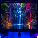 Miytal Blacklight Waterfall Tapestry - UV Reactive Glow in the Dark Neon Forest Wall Hanging, Vibrant Nature Landscape Wonderland for Bedroom, Living Room Decor - 51.2" x 59.1"