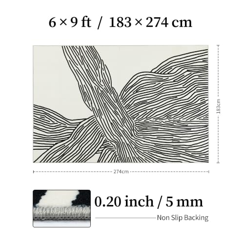 6x9 Ft Washable Area Rug, Black and Cream White Zebra Rug for Living Room