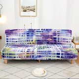 Hixingo Stretch Armless Futon Cover, Futon Mattress Cover Soft Futon Covers with Elastic Bottom, Tie Dye Futon Slipcovers Washable Futon Couch Cover (Medium (63-75"),Geometry)